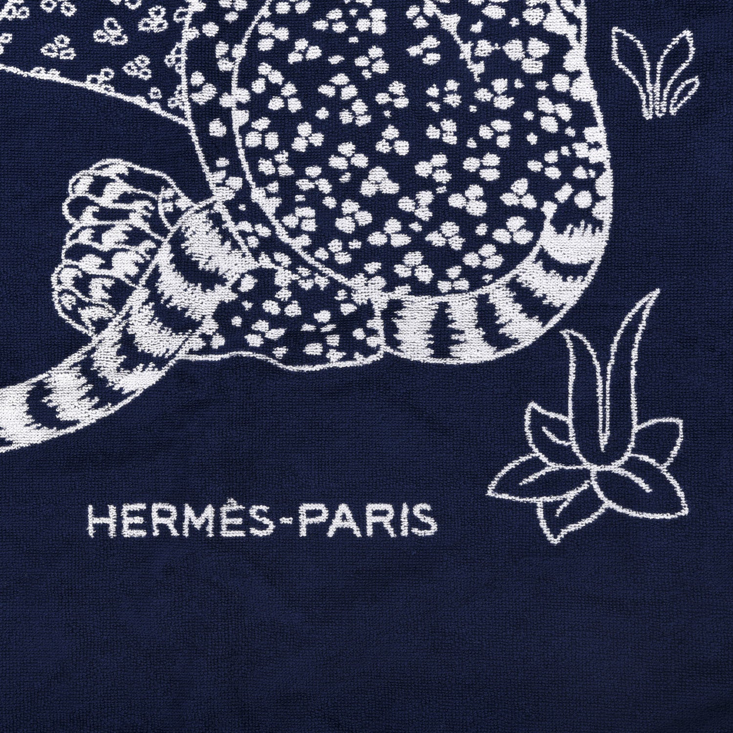 Hermes Cotton Terry Yachting Tattoo Leopards Beach Towel Marine 3 of 4
