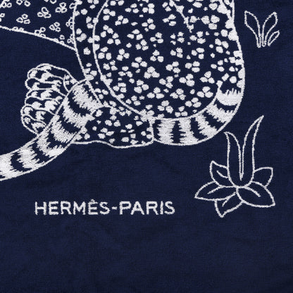 Hermes Cotton Terry Yachting Tattoo Leopards Beach Towel Marine 3 of 4