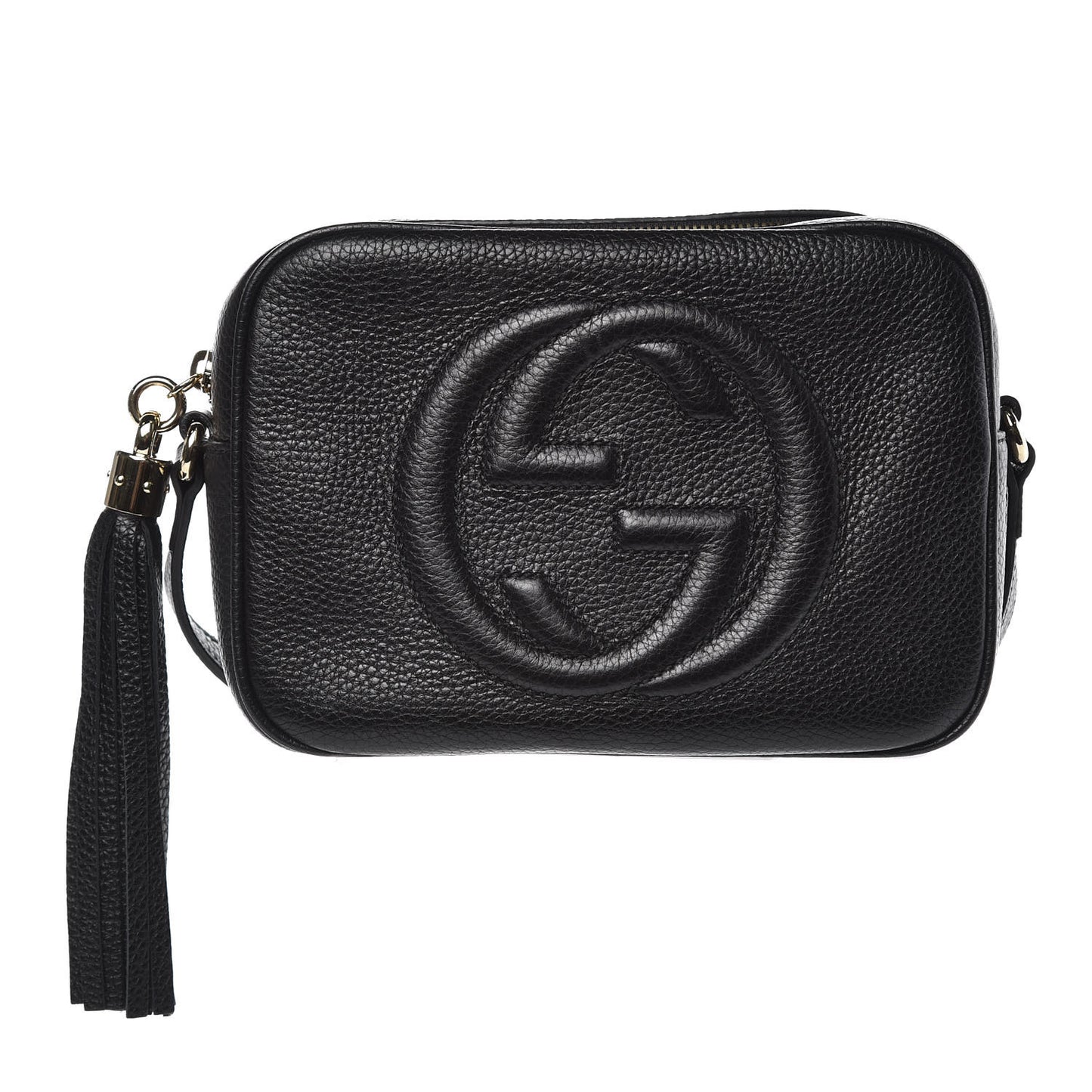 Pebbled Calfskin Small Soho Disco Bag Black