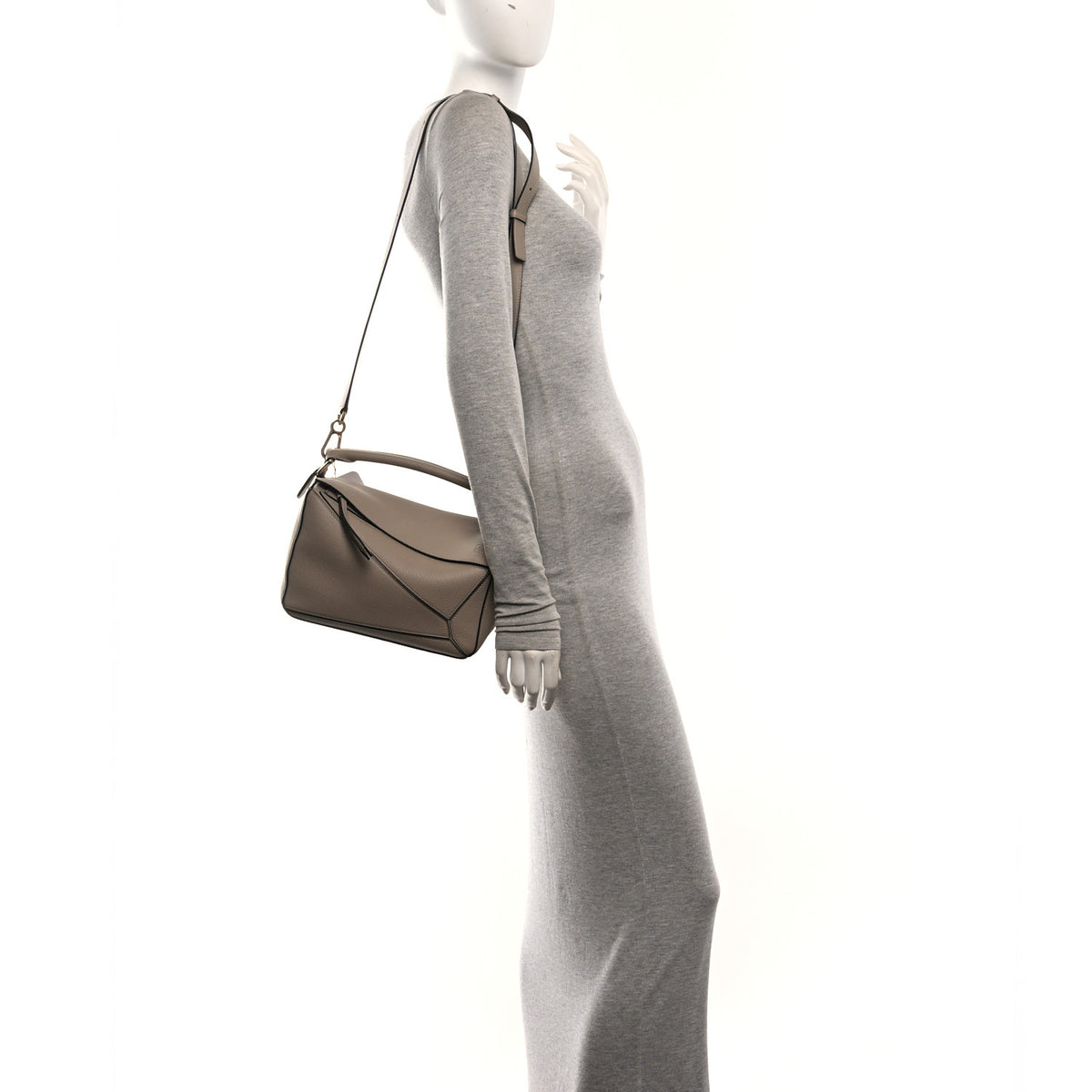 Grained Calfskin Small Puzzle Bag Sand