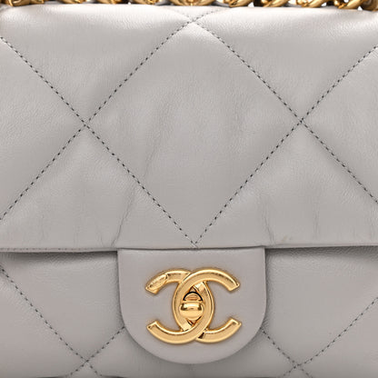 Chanel Lambskin Quilted Small Chain Top Handle Flap Grey 8 of 8