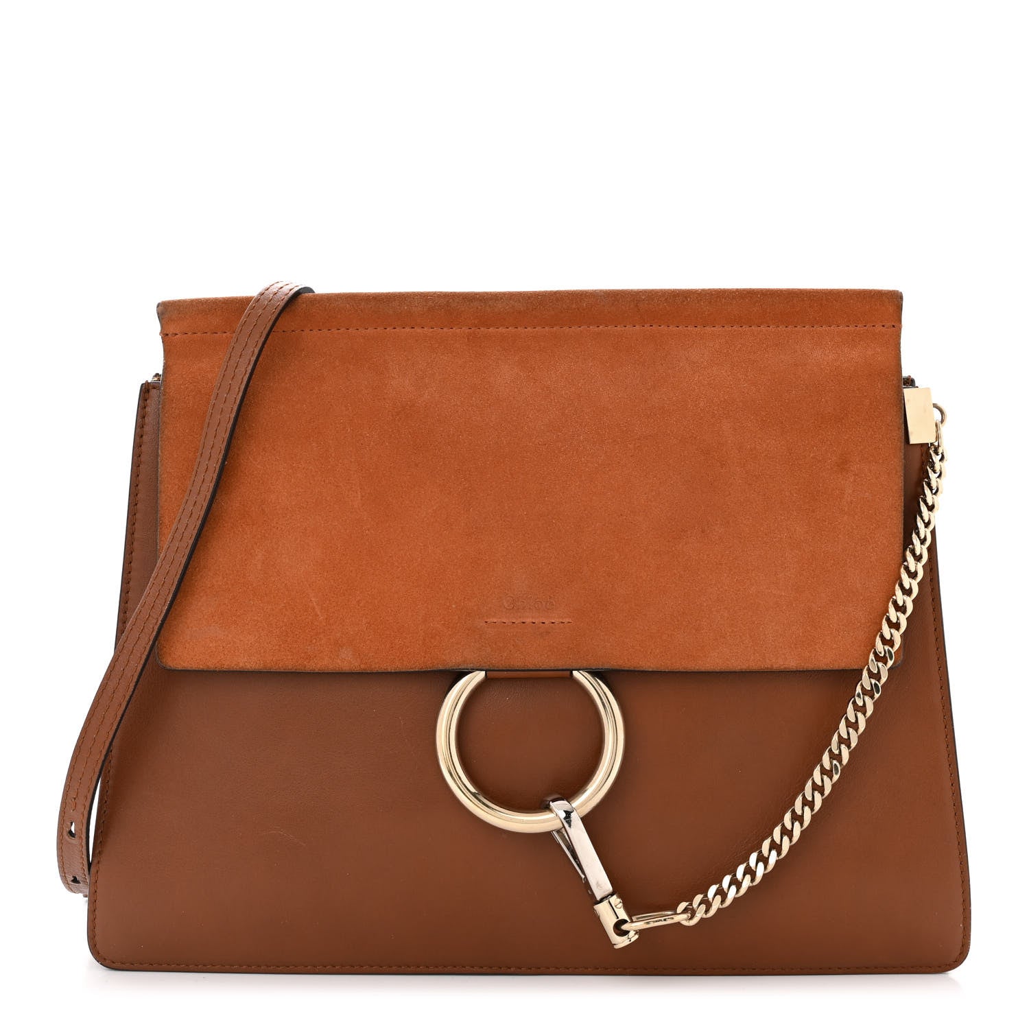 Chloe Suede Calfskin Medium Faye Shoulder Bag Tobacco 1 of 12