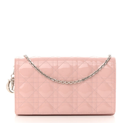 Christian Dior Patent Cannage Lady Dior Convertible Clutch Light Pink 3 of 13