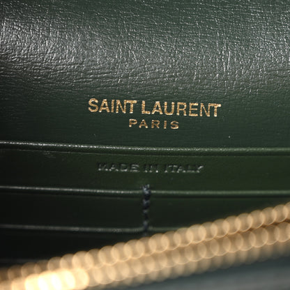 Saint Laurent Calfskin Monogram Sunset Chain Wallet New Vert Fonce 6 of 10