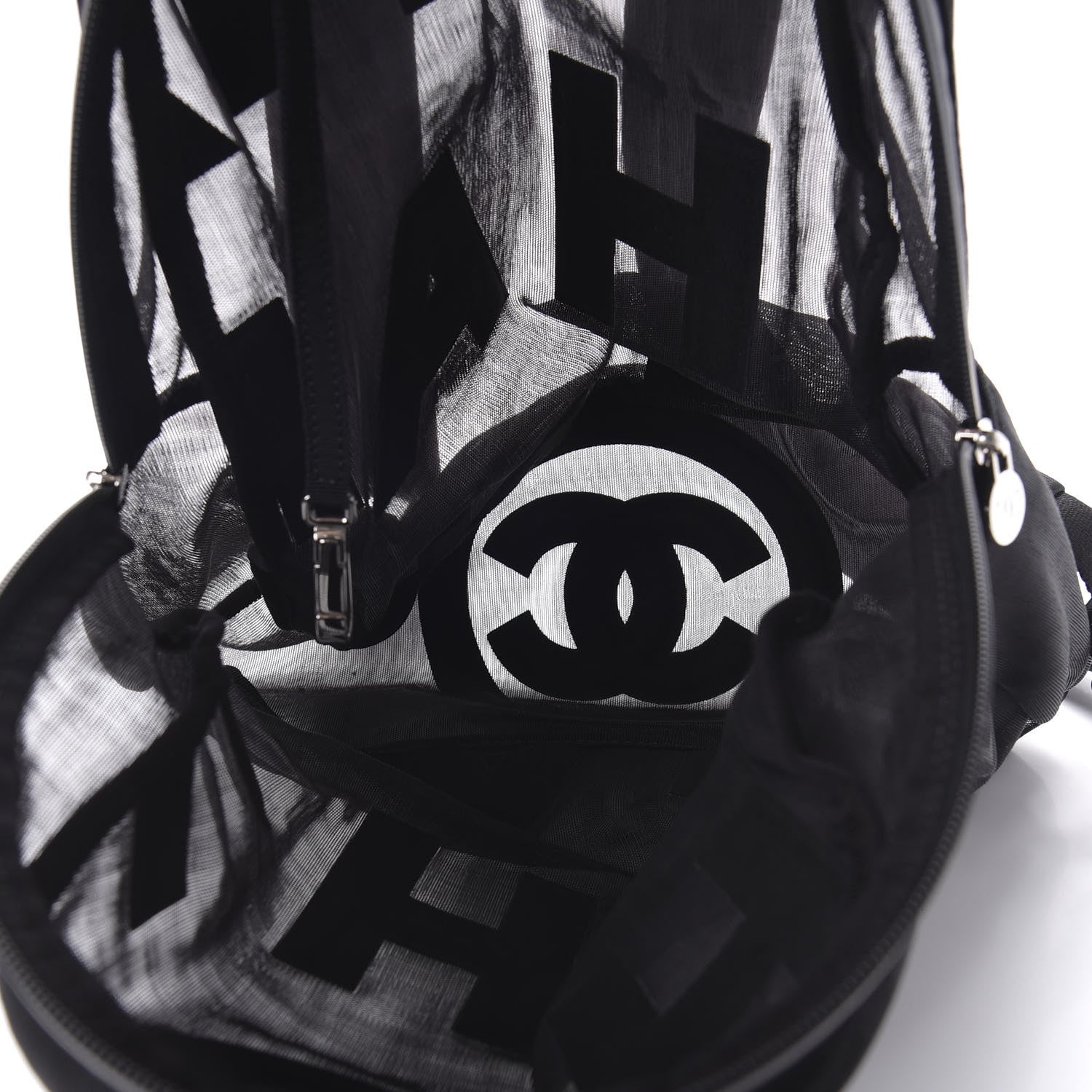 Chanel Mesh Nylon Logo Backpack Black 4 of 9