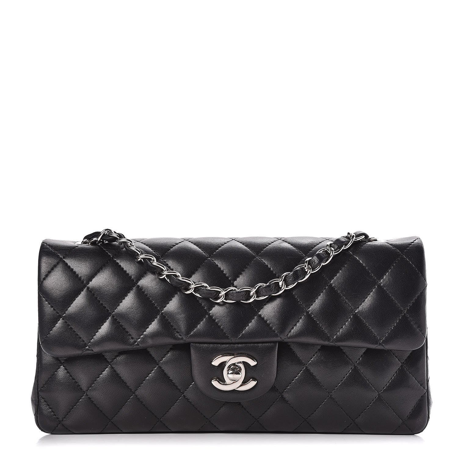 Chanel Lambskin Quilted East West Flap Black 1 of 12