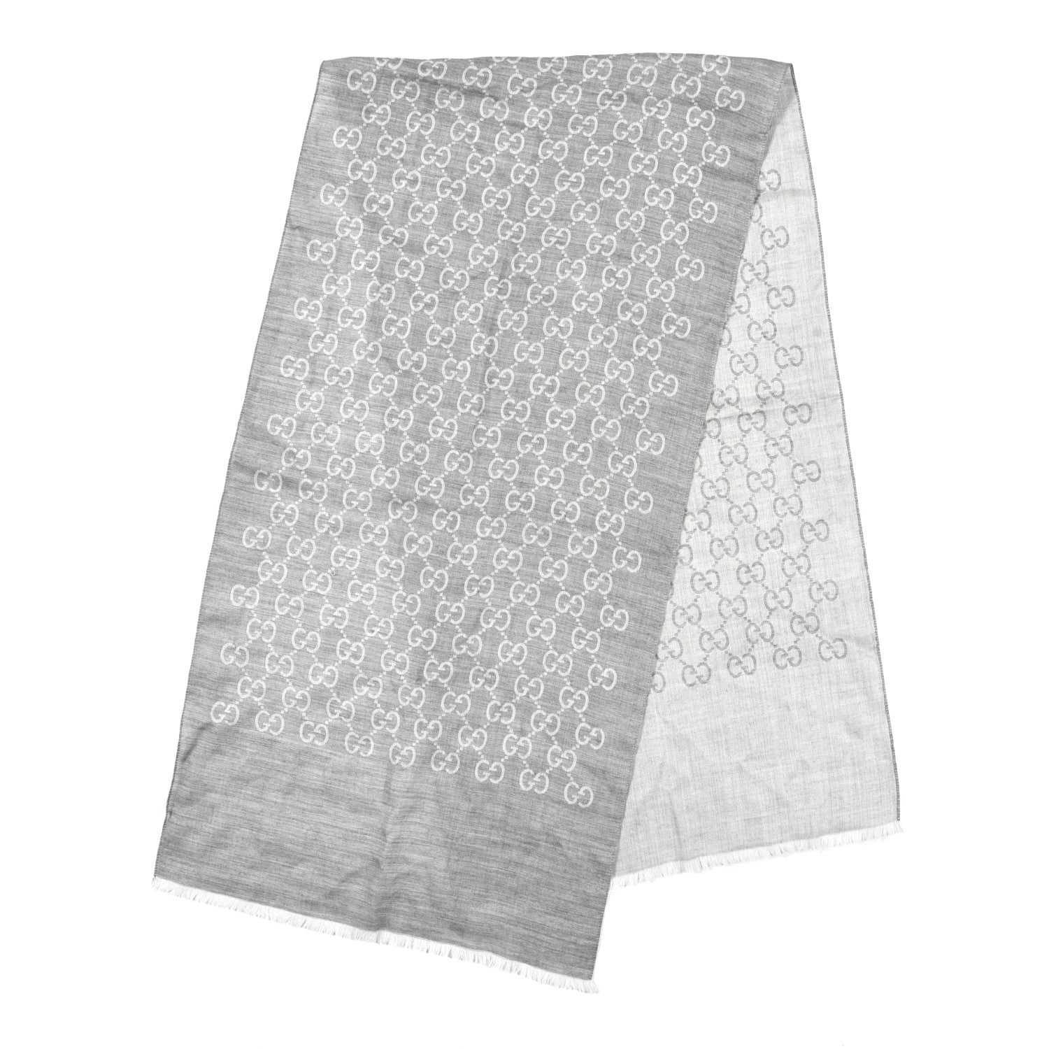 Gucci Wool Silk GG Monogram GGNat Scarf Lead 2 of 4