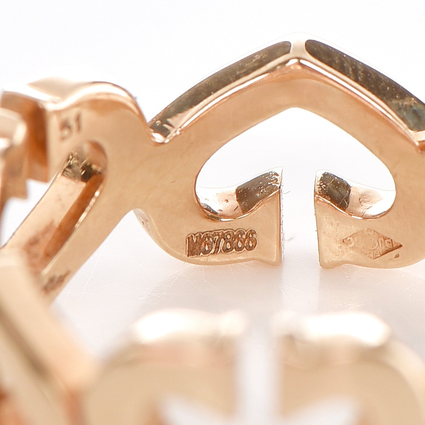 18K Pink Gold Diamond Hearts and Symbols Ring 51 5.75