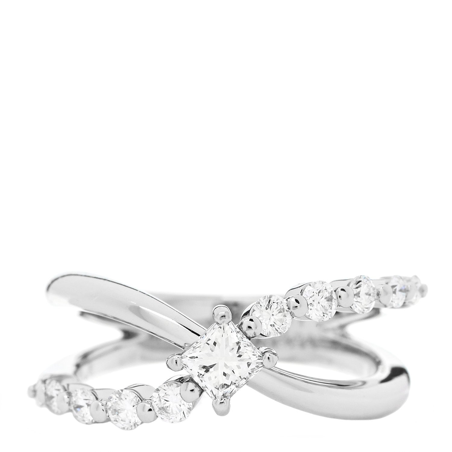 Parker & West by FASHIONPHILE Platinum Diamond .69 Crossover Ring 53 6.5 1 of 7