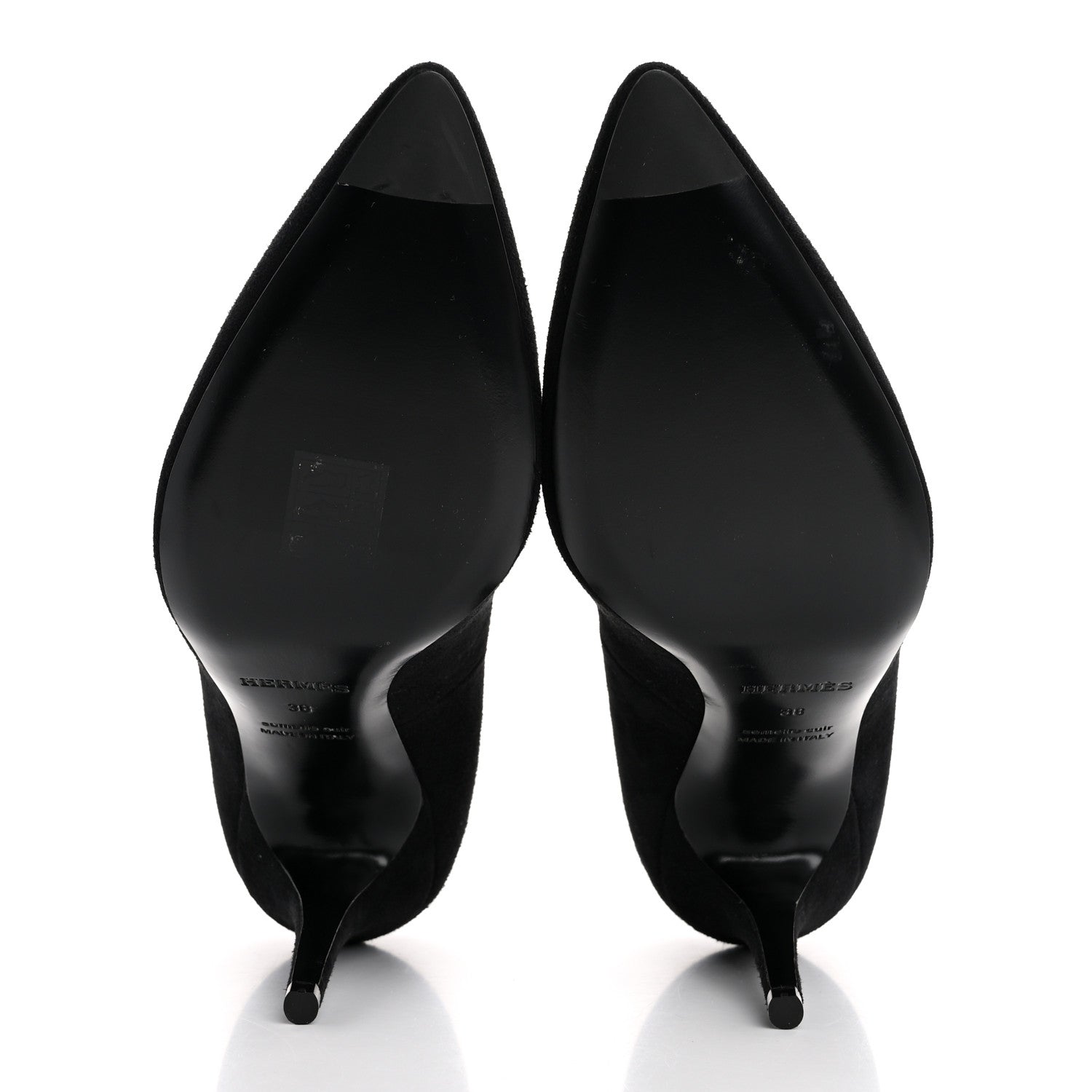 Hermes Suede Goatskin Victoire 90 Pumps 38 Black 6 of 9