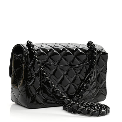 Chanel Patent Calfskin Quilted Mini Rectangular Flap So Black 2 of 10