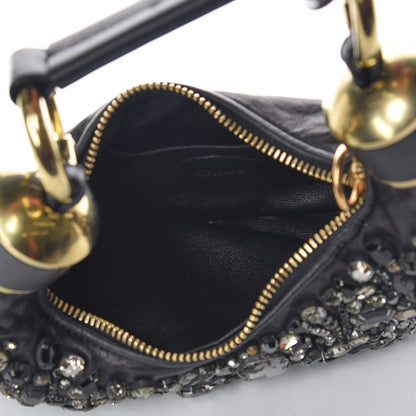 Chloe Lambskin Suede Crystal Beaded Bracelet Bag Black 5 of 9