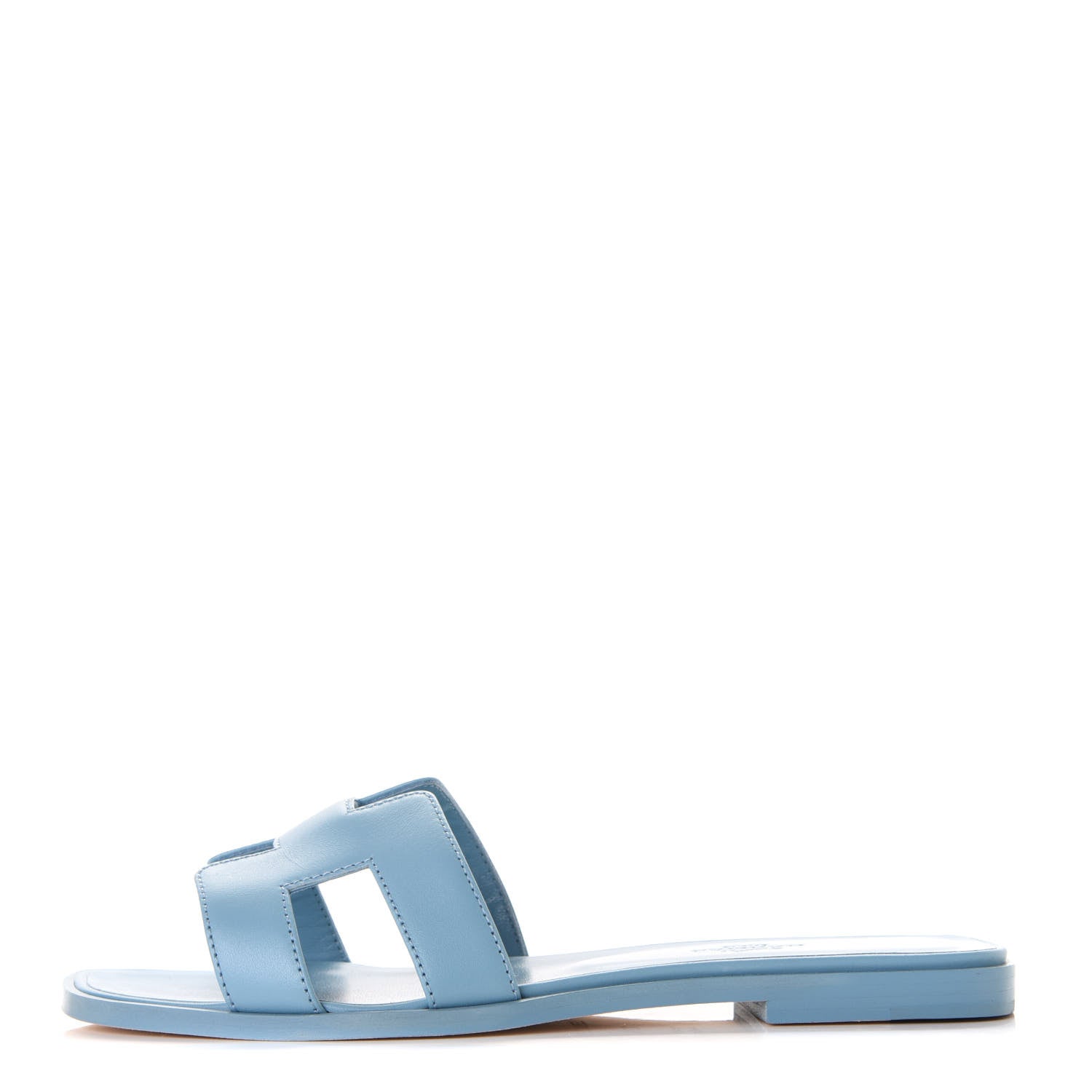 Hermes Calfskin Oran Sandals 37.5 Bleu Dorset 1 of 11