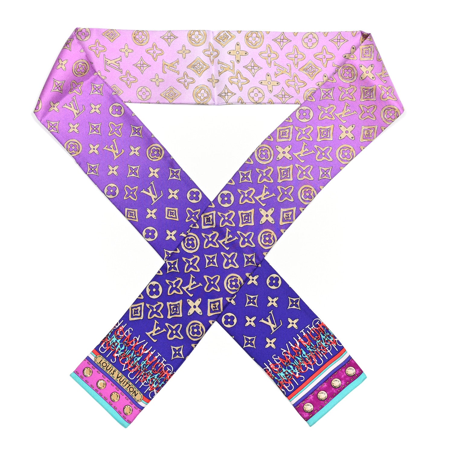 Louis Vuitton Silk Monogram Map Bandeau Blue Lagon 1 of 5