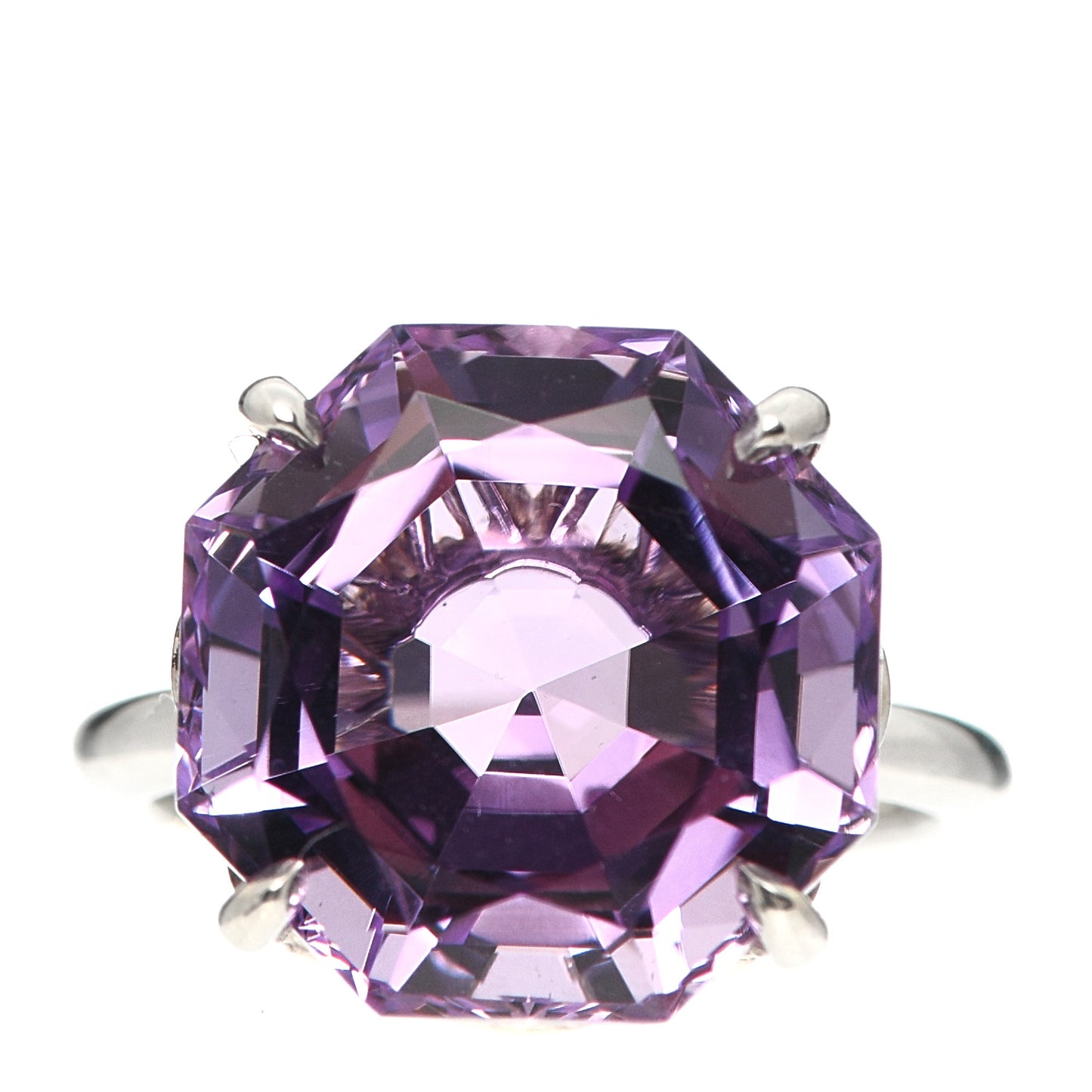 Sterling Silver Amethyst Sparklers Octagonal Cocktail Ring 47 4