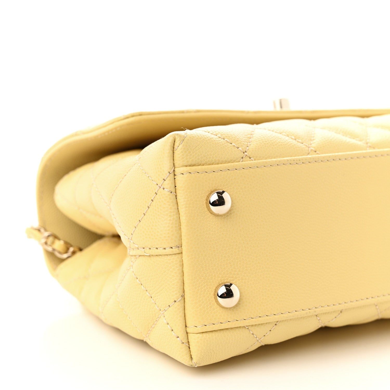 Chanel Caviar Quilted Mini Coco Handle Flap Yellow 9 of 10