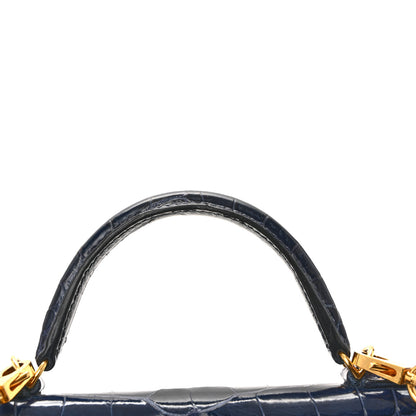 Hermes Shiny Alligator Mini Kelly Sellier 20 Bleu Saphir 11 of 14