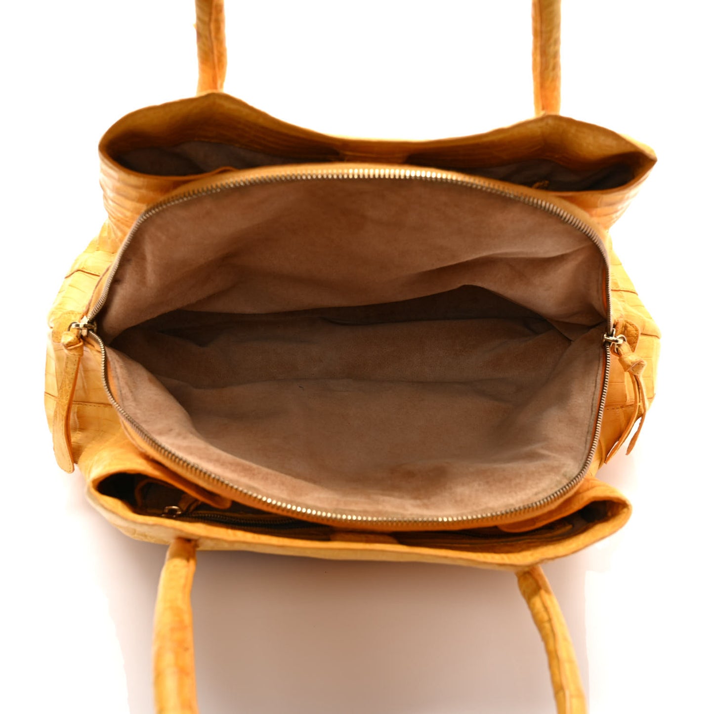 Crocodile Top Handle Shoulder Bag Yellow