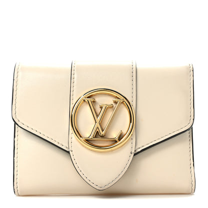 Louis Vuitton Smooth Calfskin LV Pont 9 Compact Wallet Creme 1 of 7