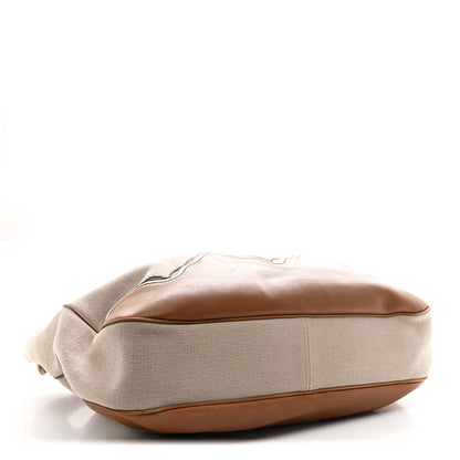 Bottega Veneta Canvas Calfskin Trimmed Tote Beige Brown 4 of 10