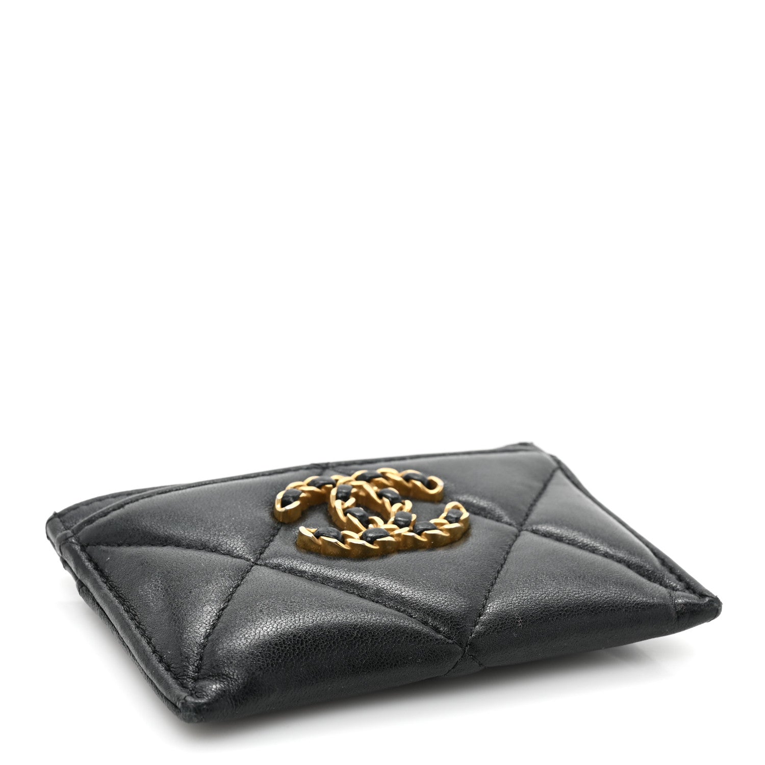 Chanel Lambskin Quilted Chanel 19 Card Holder Black 4 of 14
