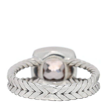 David Yurman Sterling Silver Diamond Morganite 7mm Petite Albion Ring 58 8.25 3 of 5