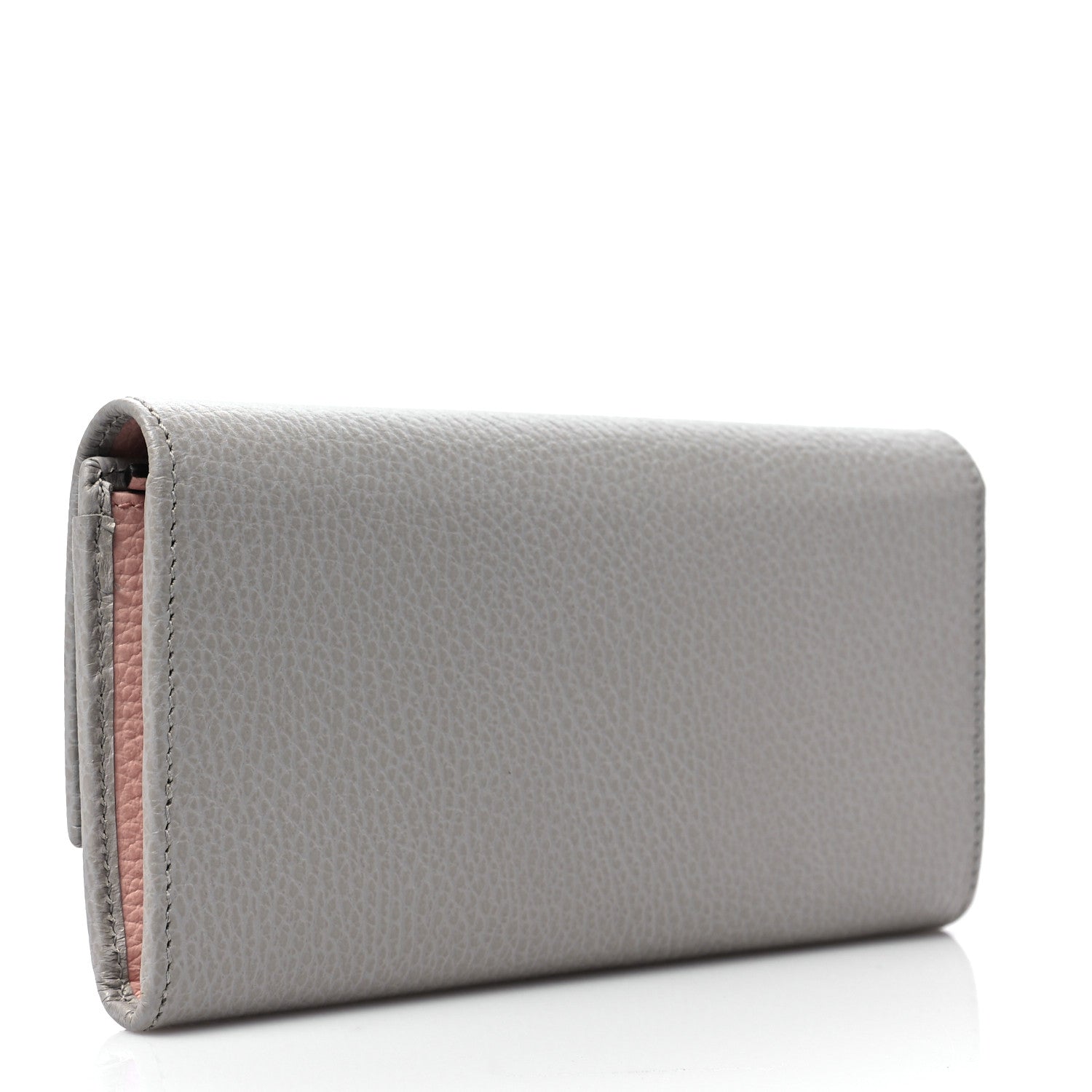 Gucci Dollar Calfskin Bi-Color GG Marmont Continental Wallet Grey Light Pink 3 of 8