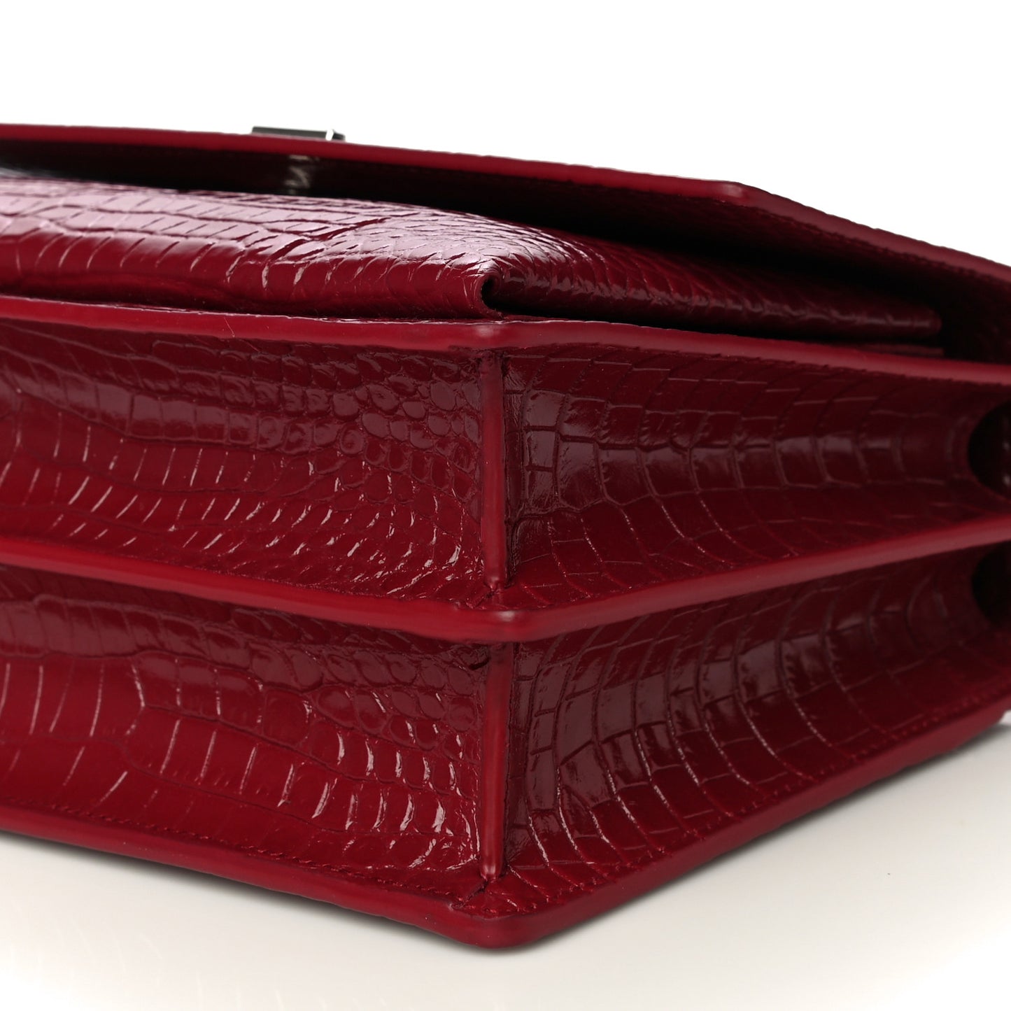 Calfskin Crocodile Embossed Medium Monogram Sunset Rouge Eros