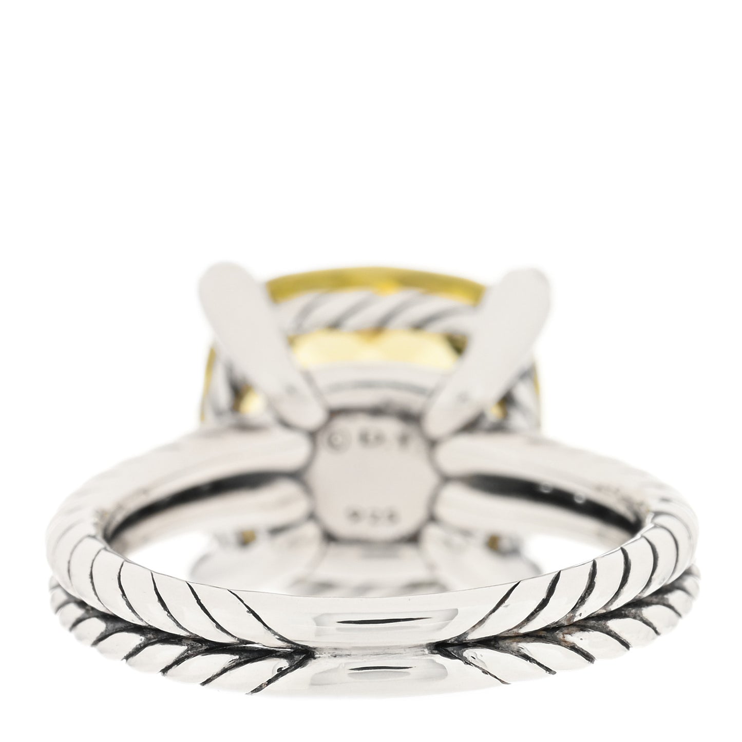 Sterling Silver Diamond Lemon Citrine 11mm Chatelaine Ring 49 5