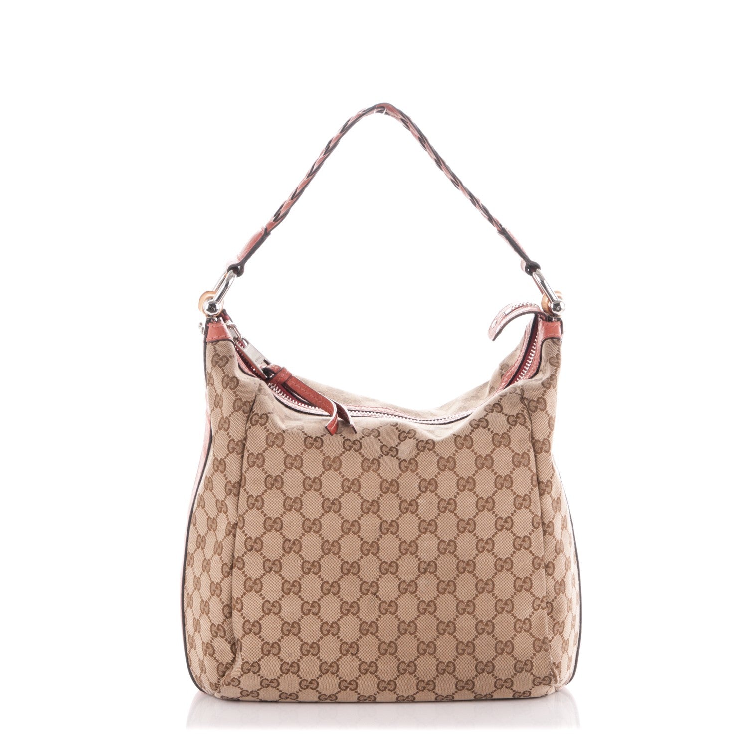 Gucci Monogram Medium Bamboo Bar Hobo Coral 1 of 7