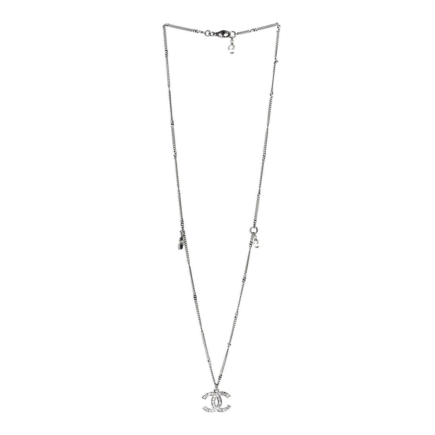 Crystal Pearl Star CC Necklace Pearly White