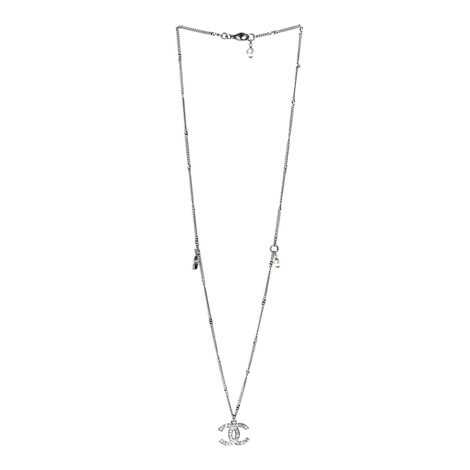 Chanel Crystal Pearl Star CC Necklace Pearly White 2 of 6