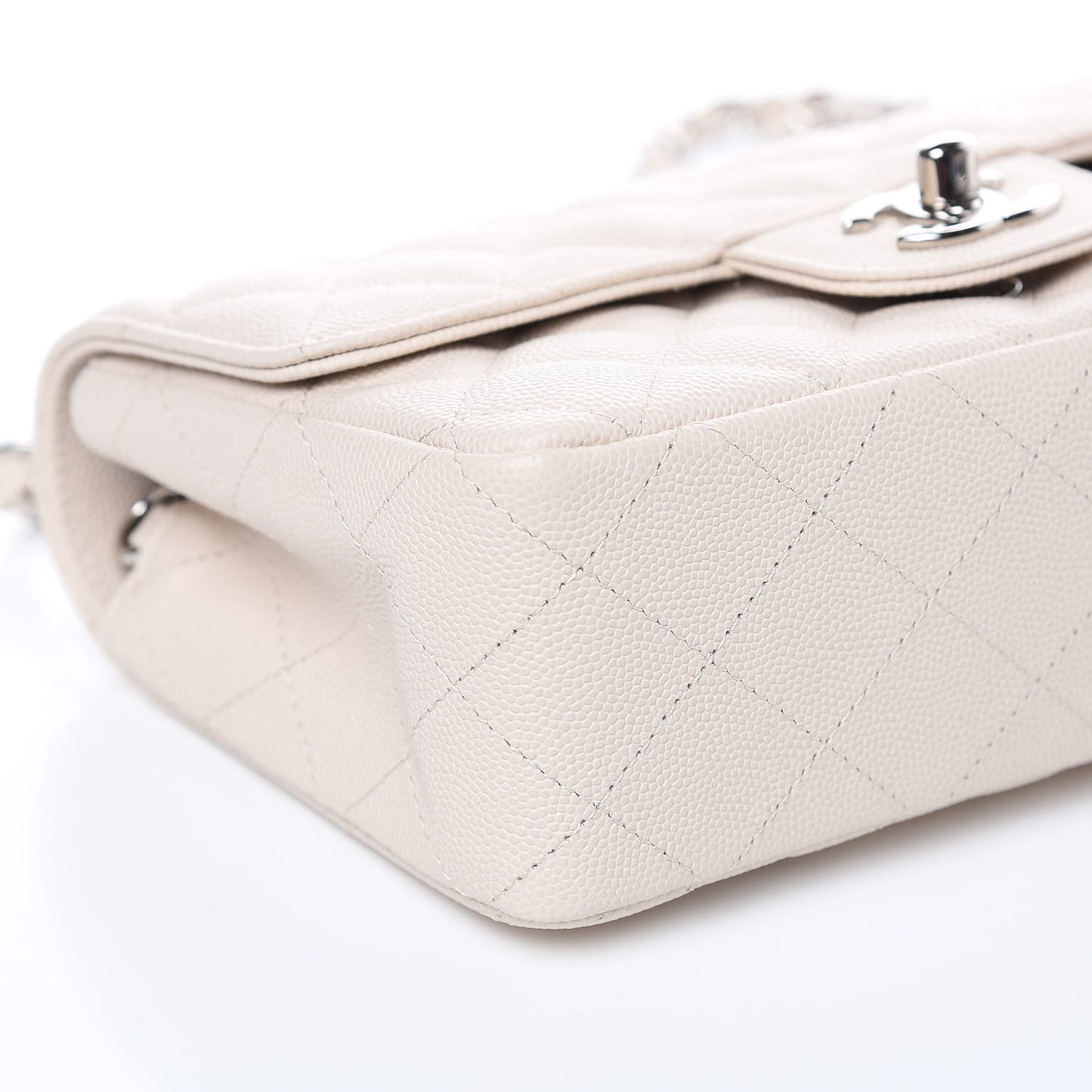 Caviar Quilted Mini Rectangular Flap Light Beige