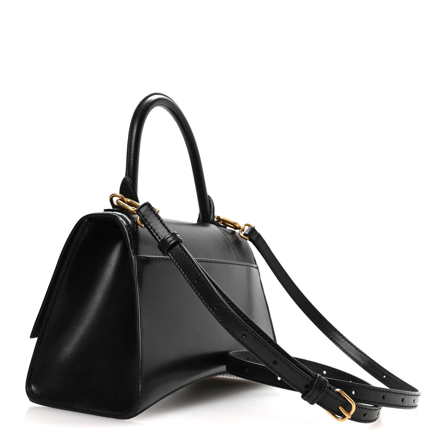 Balenciaga Shiny Box Calfskin Small Hourglass Top Handle Bag Black 3 of 11