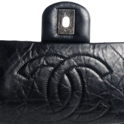 Chanel Aged Calfskin Tweed Jumbo New Portobello Flap Black 5 of 8