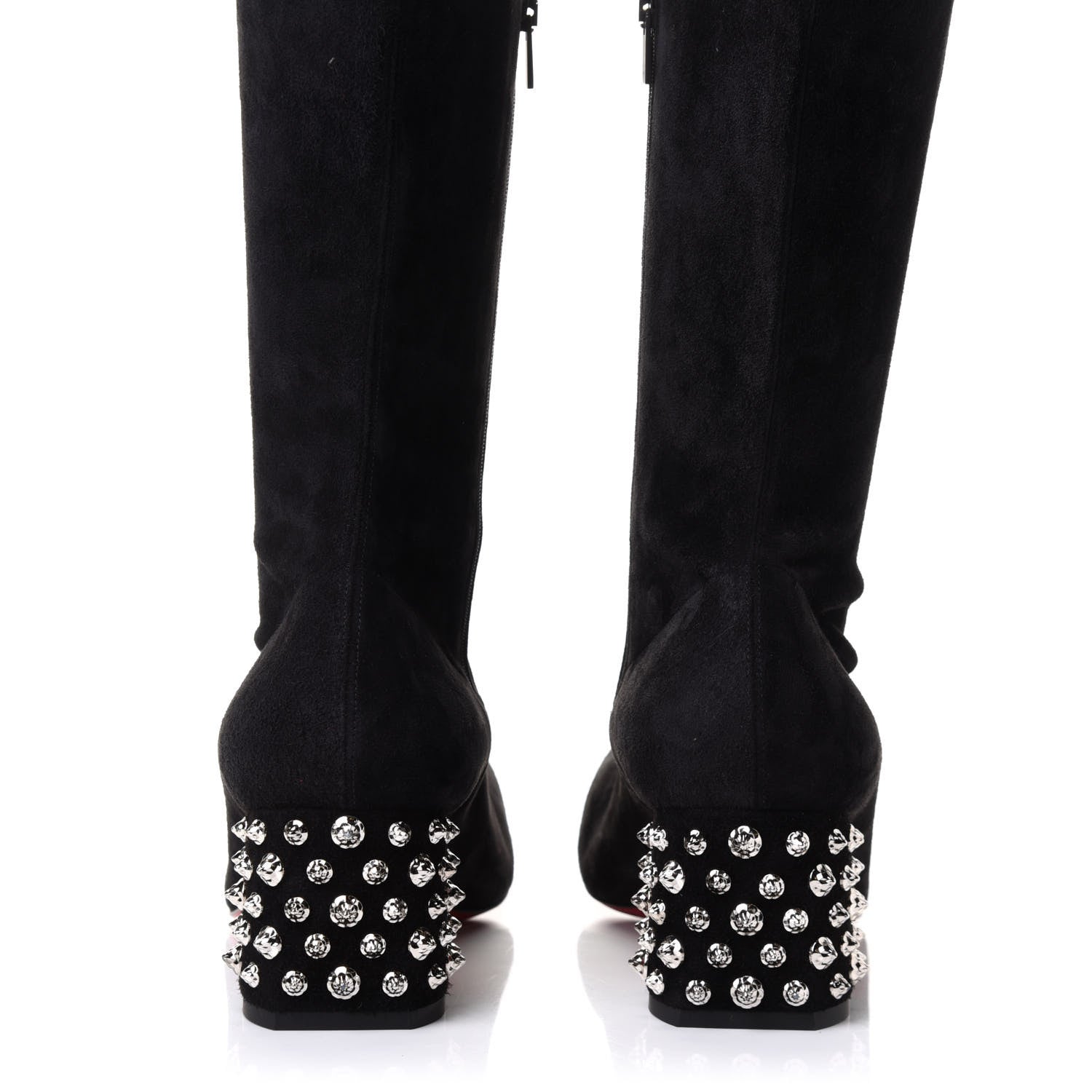 Christian Louboutin Veau Velours Spiked Study Stretch 55 Over The Knee Boots 41 Black 5 of 8