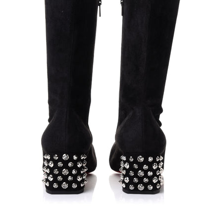 Christian Louboutin Veau Velours Spiked Study Stretch 55 Over The Knee Boots 41 Black 5 of 8