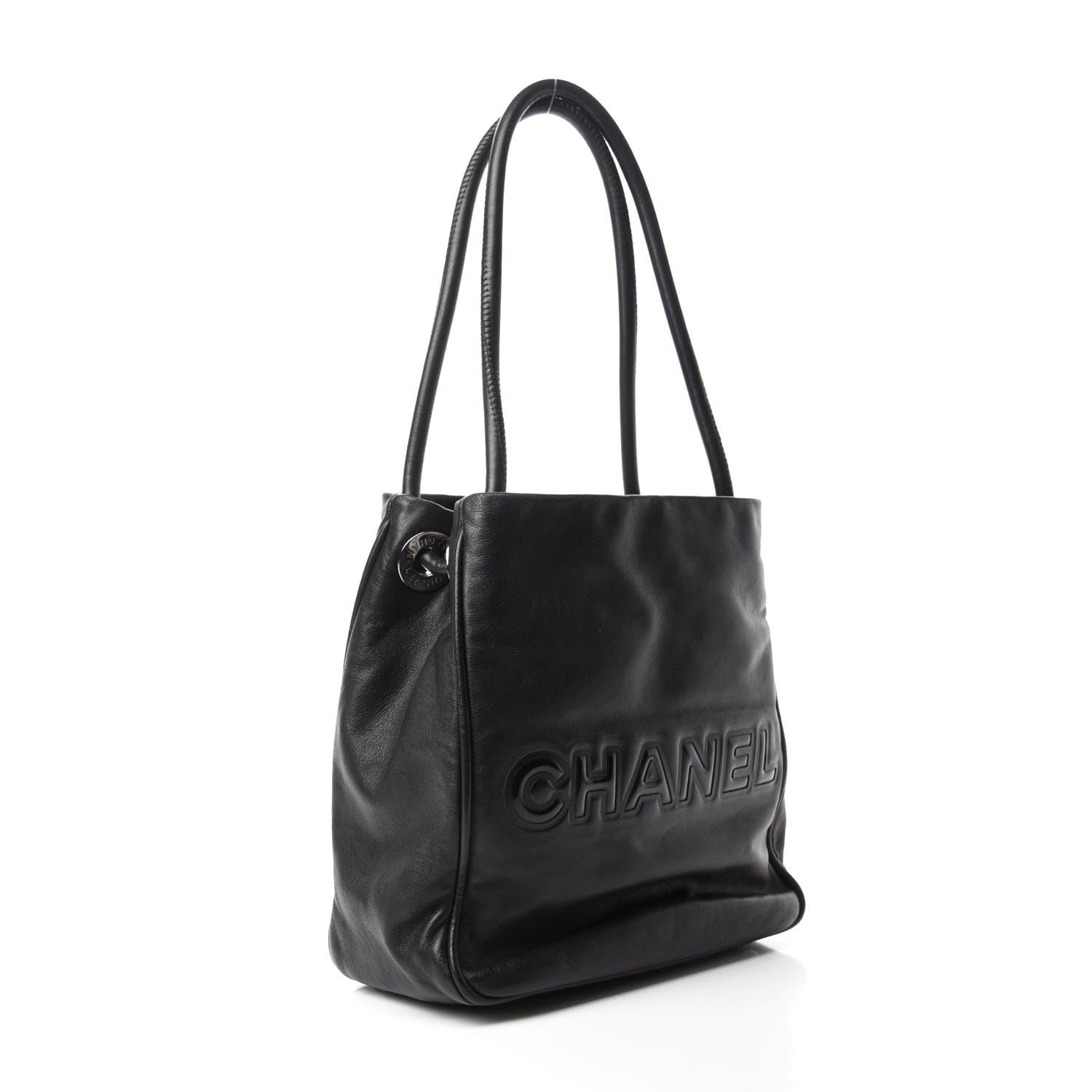 Chanel Lambskin Patent Calfskin Camellia Tote Black 3 of 10