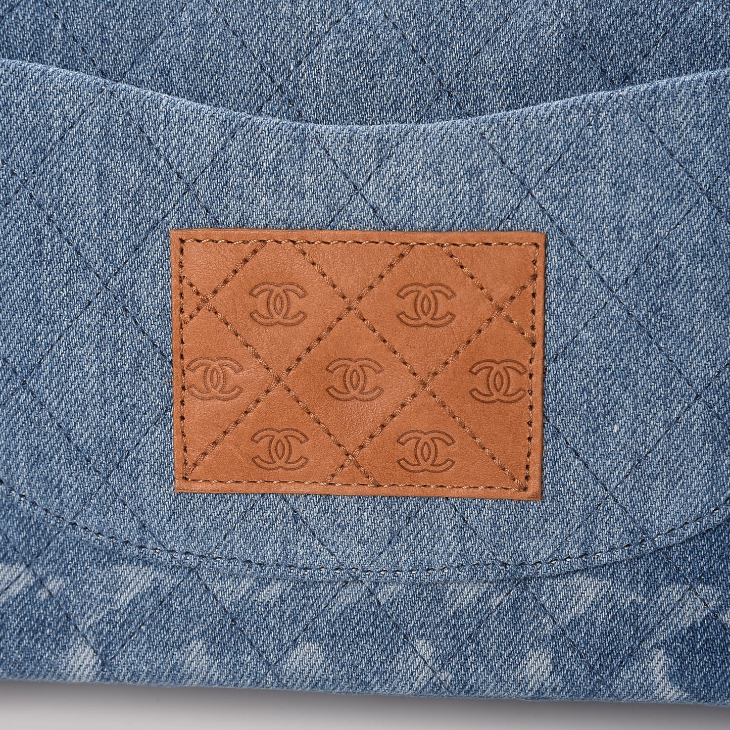 Denim Quilted Medium Double Flap Blue