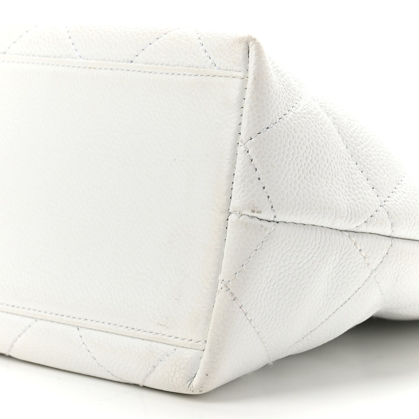 Caviar CC Wood Handle Tote White