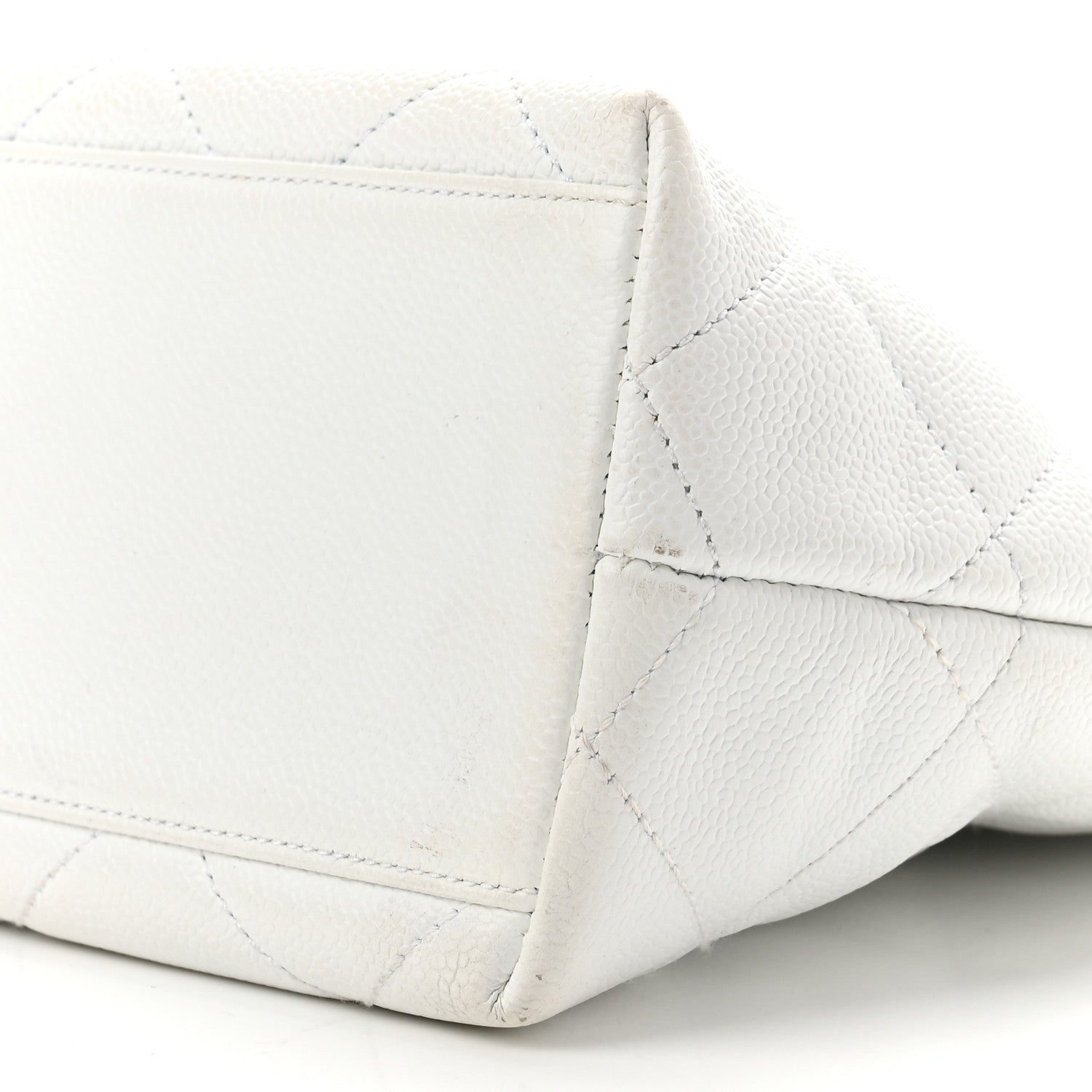 Chanel Caviar CC Wood Handle Tote White 9 of 9