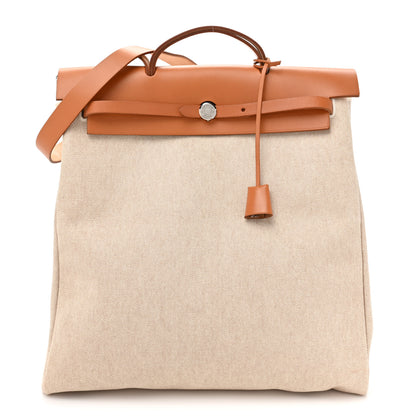 Hermes Toile Vache Calfskin Herbag 39 MM Natural 1 of 11