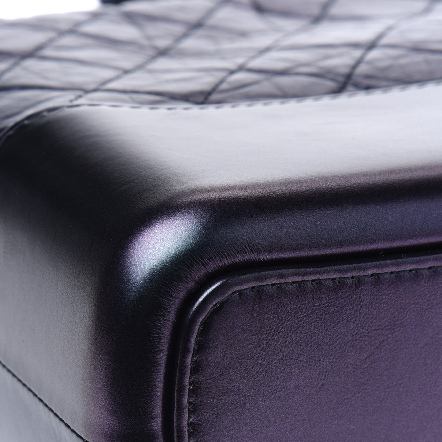 Iridescent Aged Calfskin Quilted Medium Gabrielle Hobo Black