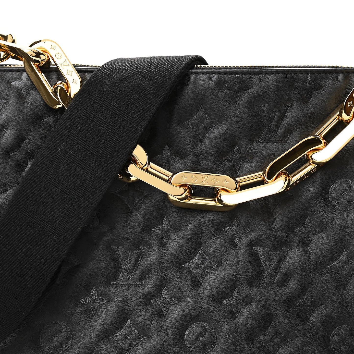 Lambskin Embossed Monogram Coussin MM Black