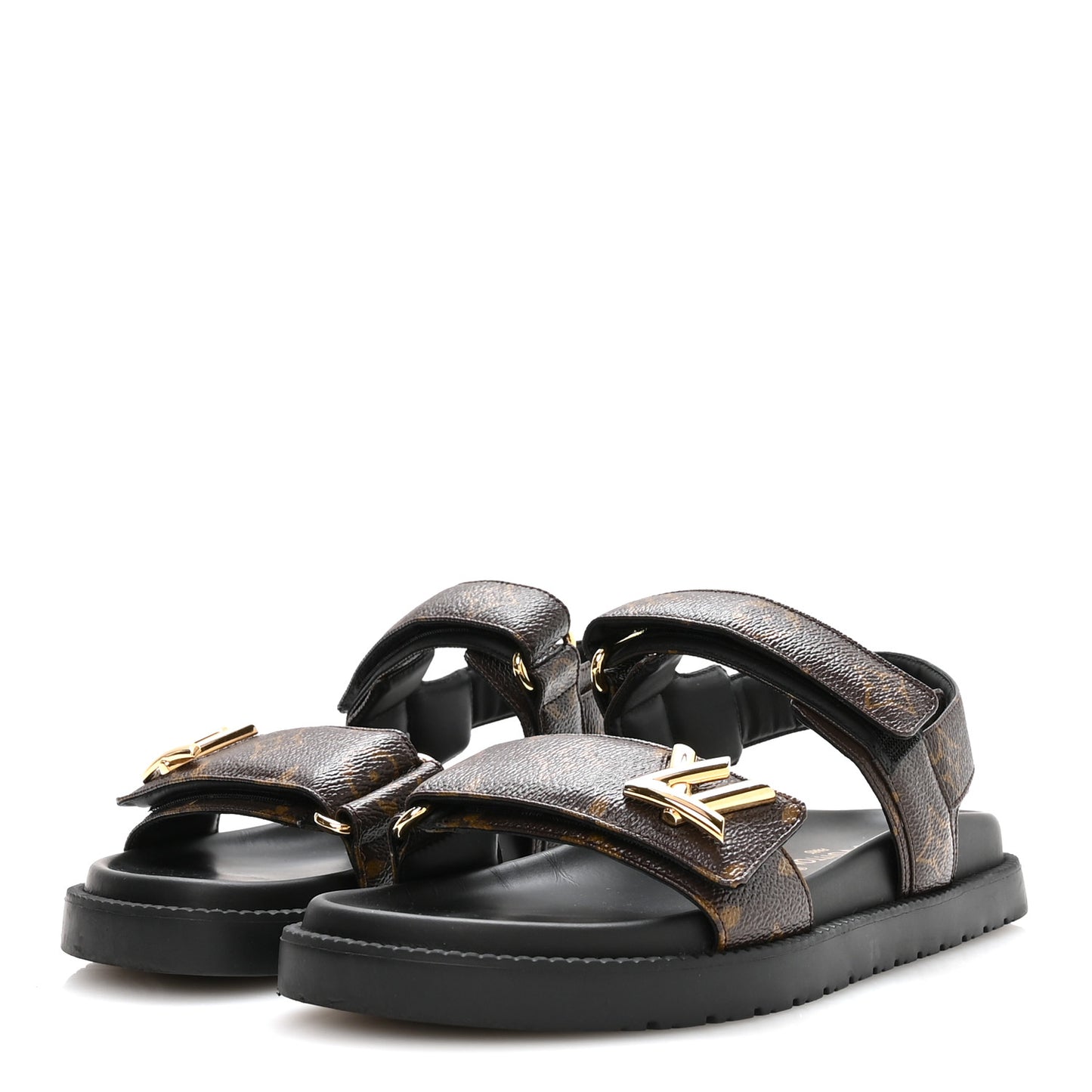 Monogram LV Sunset Comfort Flat Sandals 37.5 Cacao Brown