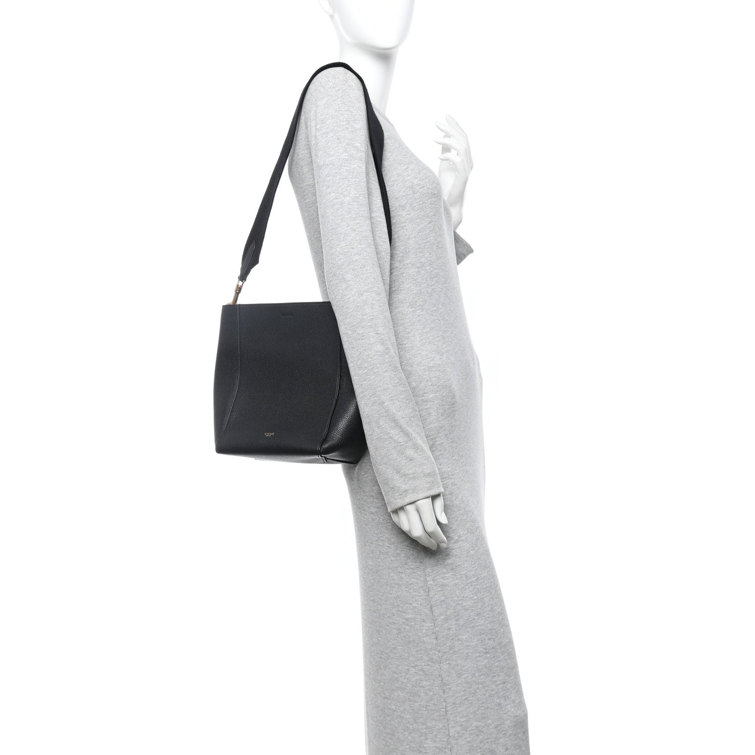 Celine Soft Grained Calfskin Small Sangle Bucket Bag Black 2 of 9