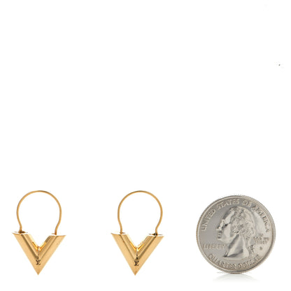Louis Vuitton Brass Essential V Hoop Earrings Gold 2 of 4
