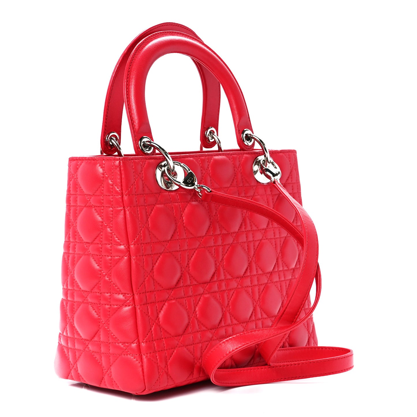 Lambskin Cannage Medium Lady Dior Red