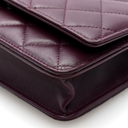 Chanel Lambskin Quilted Enamel CC Wallet On Chain WOC Burgundy 10 of 10