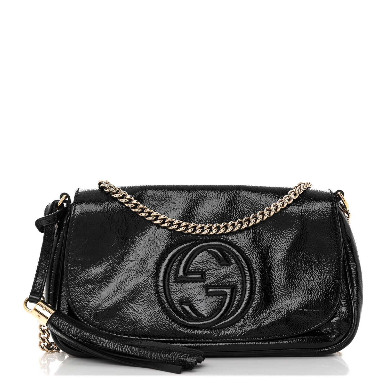 Gucci Patent Medium Soho Flap Crossbody Black 1 of 17